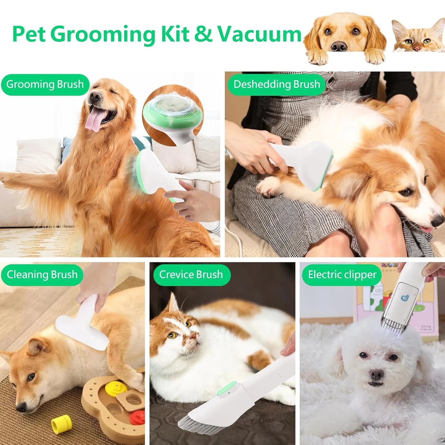 DishyKooker Quiet Pet Grooming Kit With Vacuum Suction