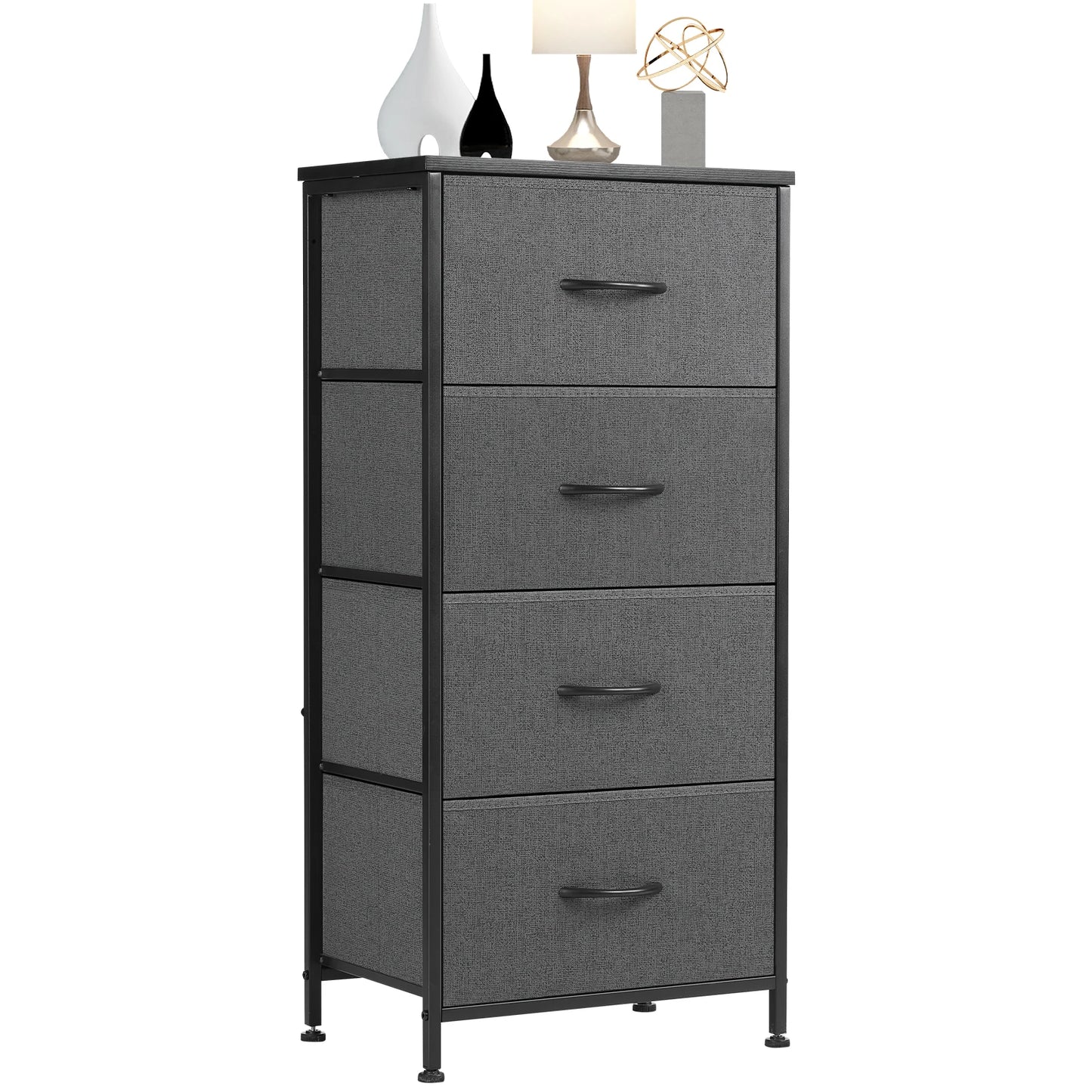 JHK Dresser With 4 Fabric Drawers And Steel Frame Storage