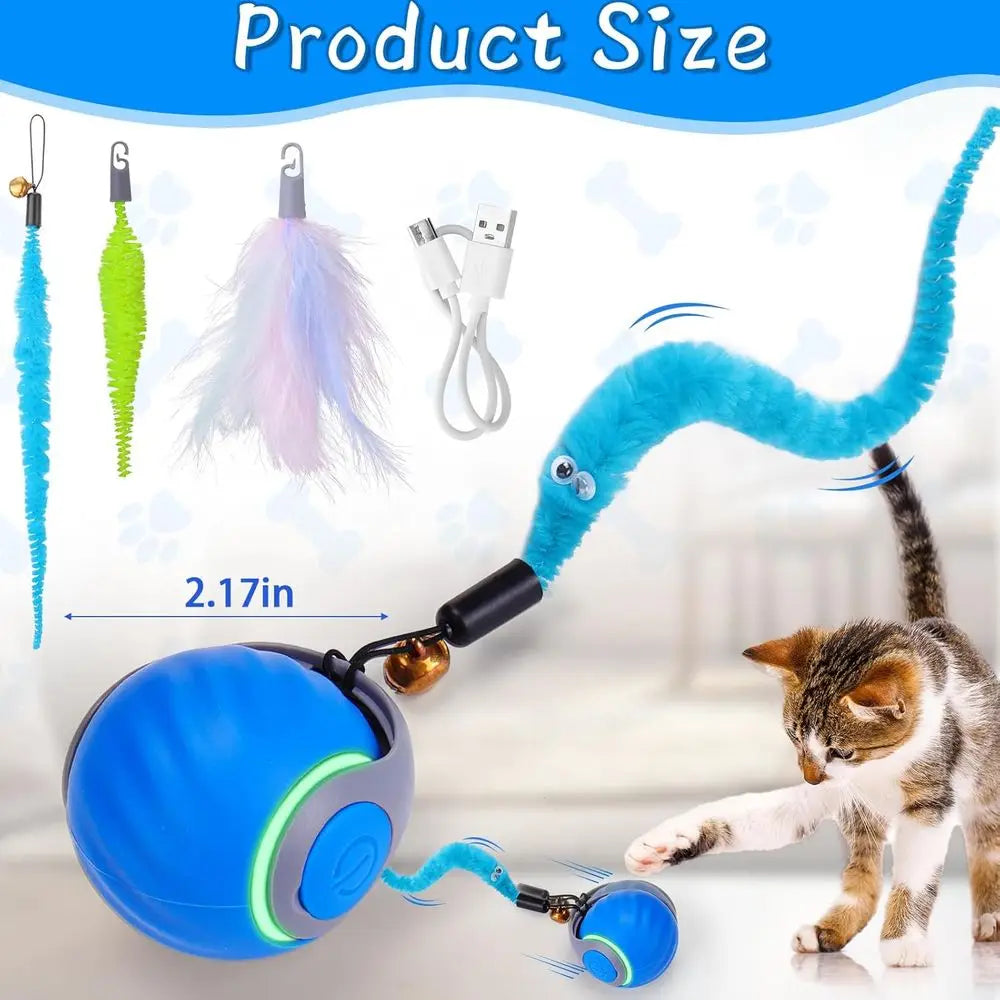 Interactive Cat Toy Ball With 3 Tails And Dual Speeds