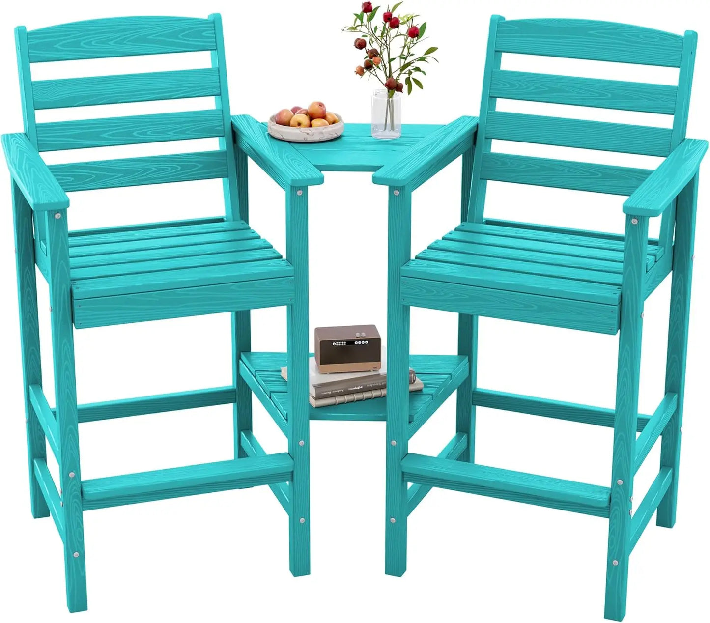 MKDK Tall Adirondack Chairs Set of 2 With Connecting Table