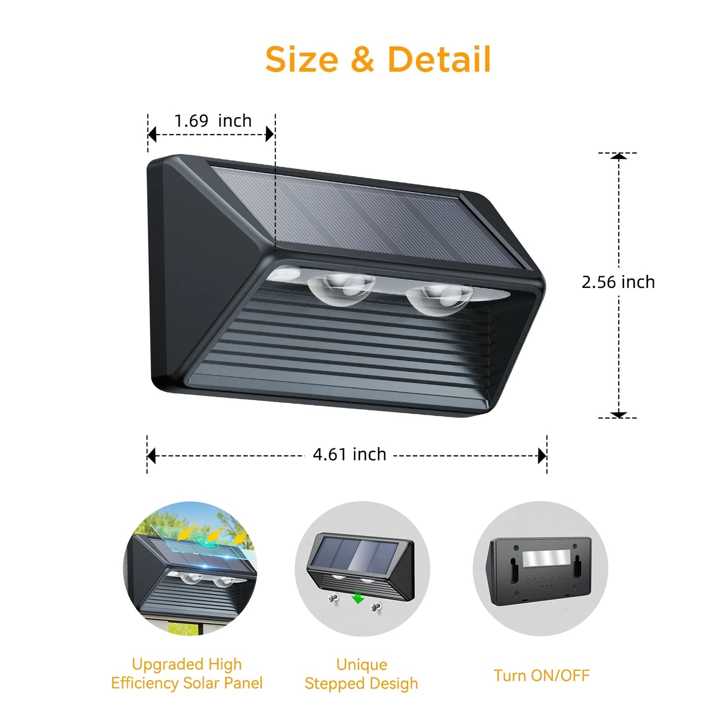 KPSTEK Solar Fence Lights And Step Lights LED Warm Cool White For Walls