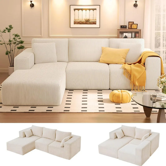 HUANZHUANG L Shaped Modular Sofa With Chaise For Living Room