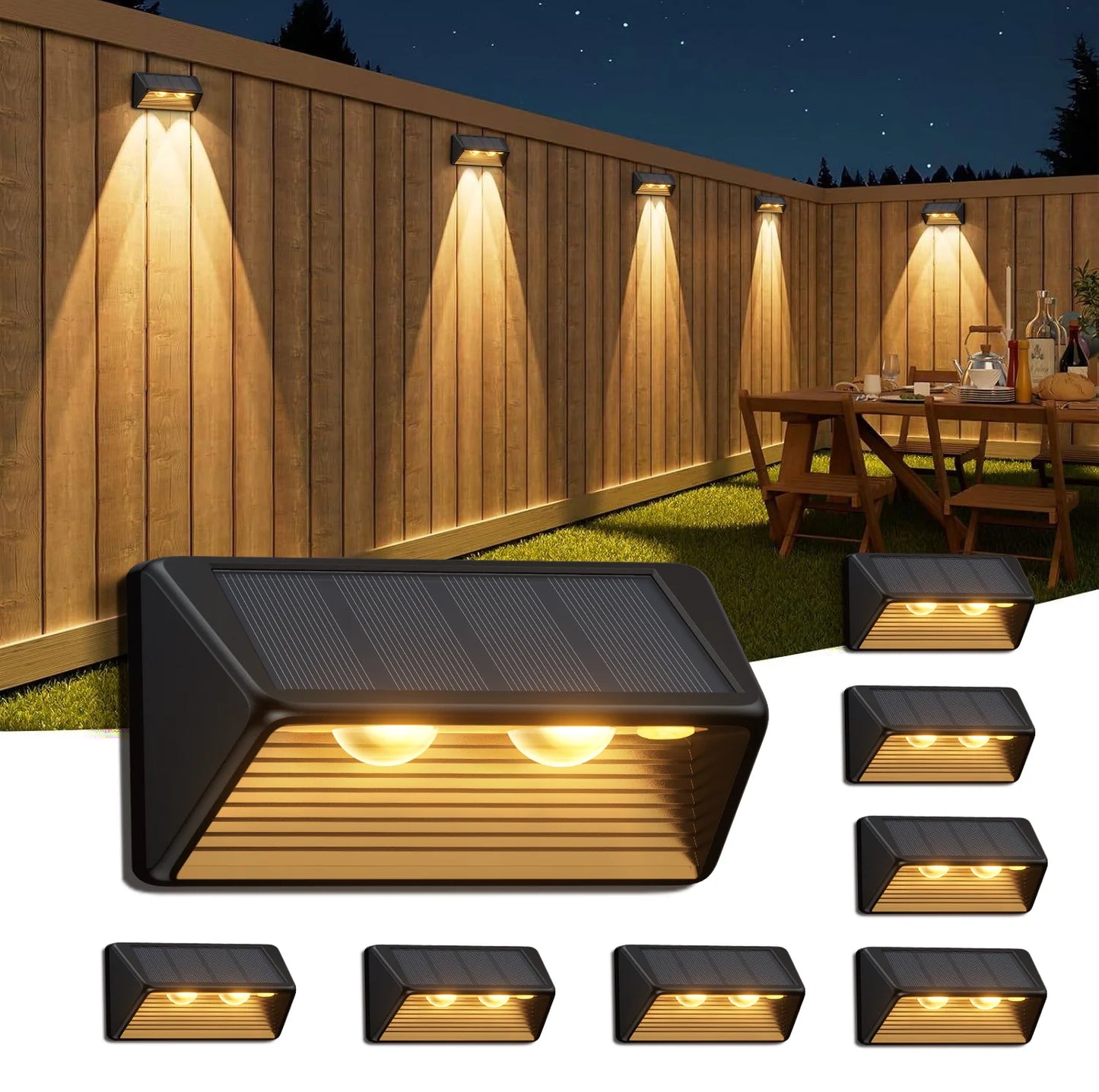 KPSTEK Solar Fence Lights And Step Lights LED Warm Cool White For Walls