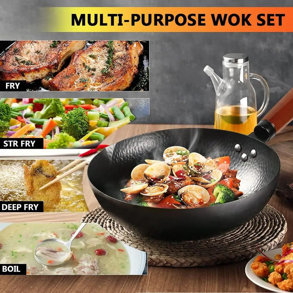Dutrieux 14 Piece Wok Pan Set With Lid And Utensils
