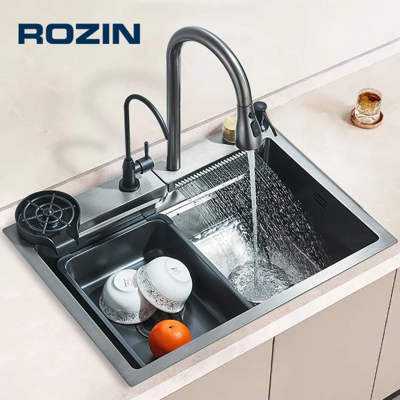 Rozin Stainless Steel Kitchen Sink With Faucet Soap Dispenser