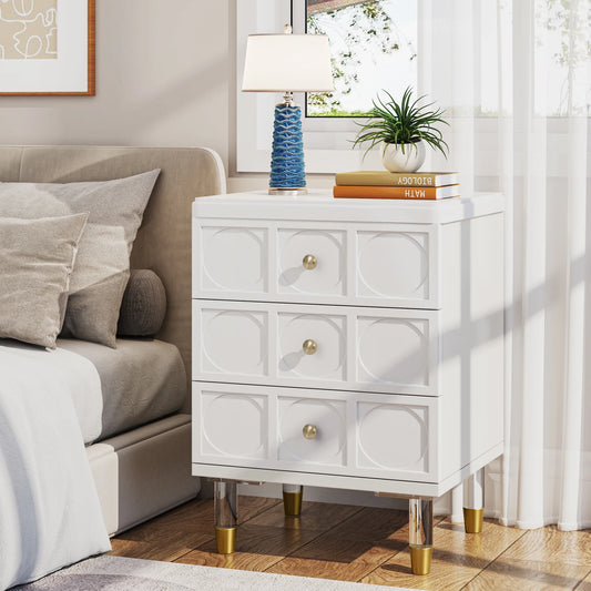 Tribesigns 3 Drawer Nightstand Modern Bedside Table with Storage