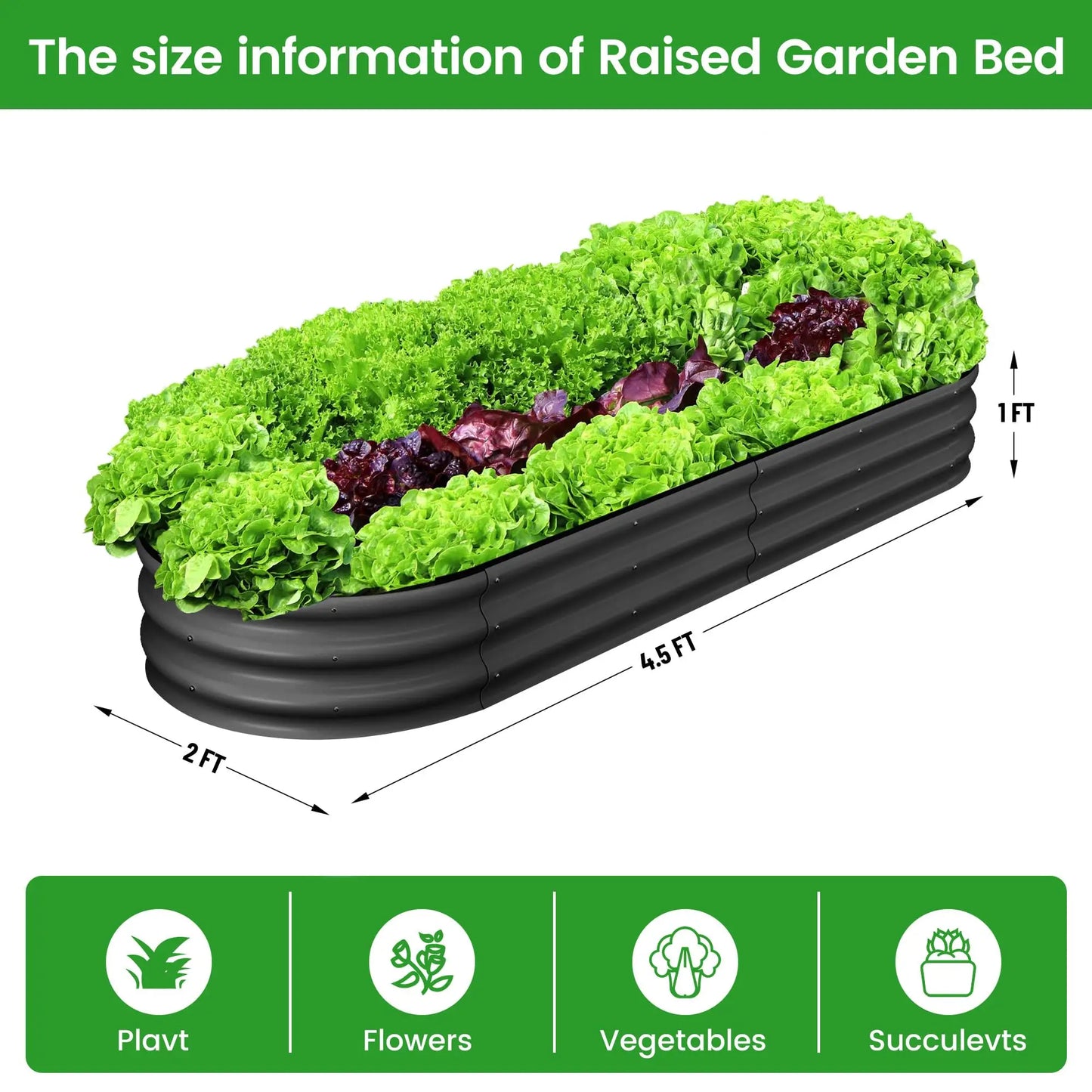 HiMISS Galvanized Steel Raised Garden Bed Two Pack Open Base