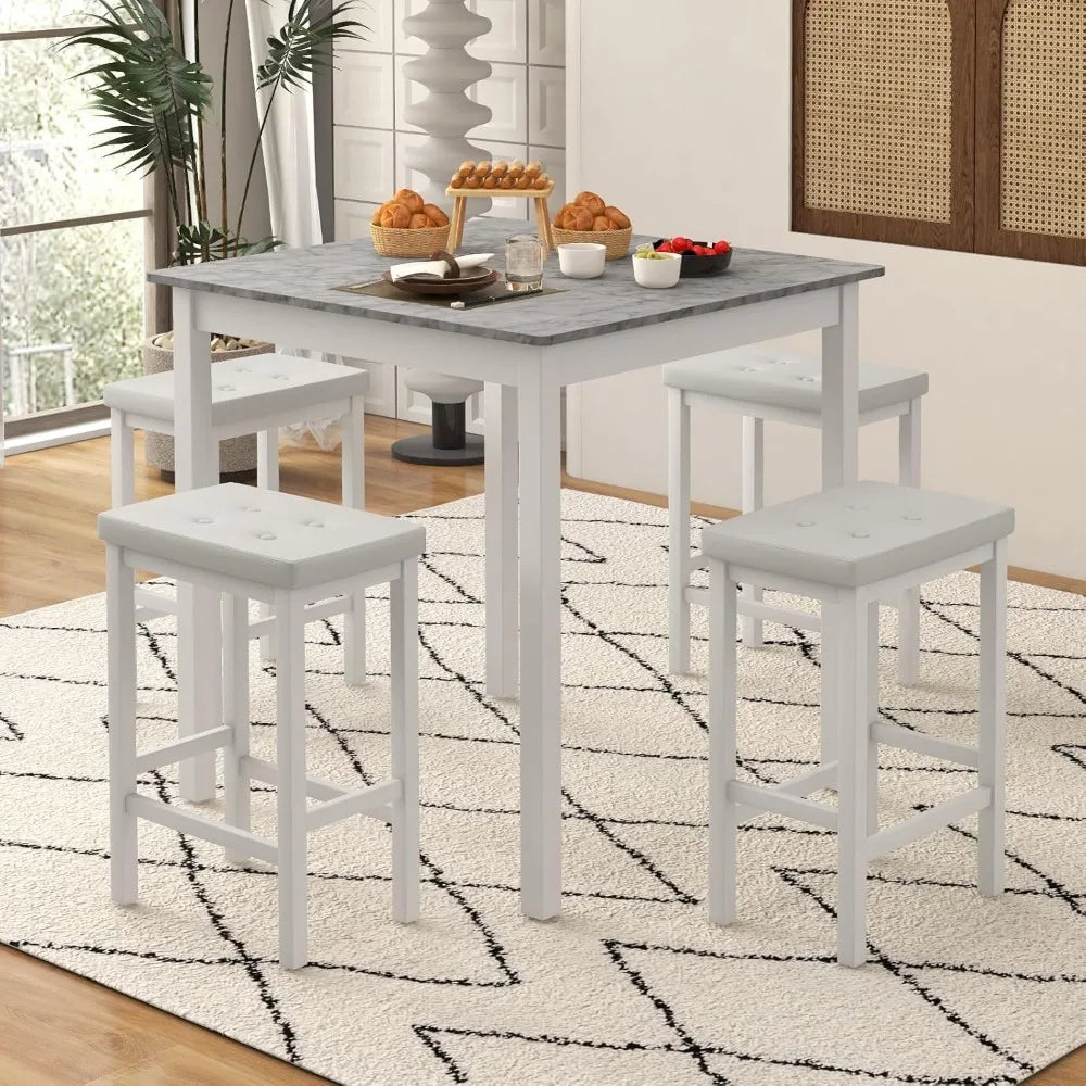 DAFIFY Dining Table Set For 4 With Four Bar Stools