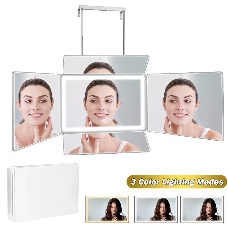 5 Way Makeup Mirror With Light For Self Hair Cutting