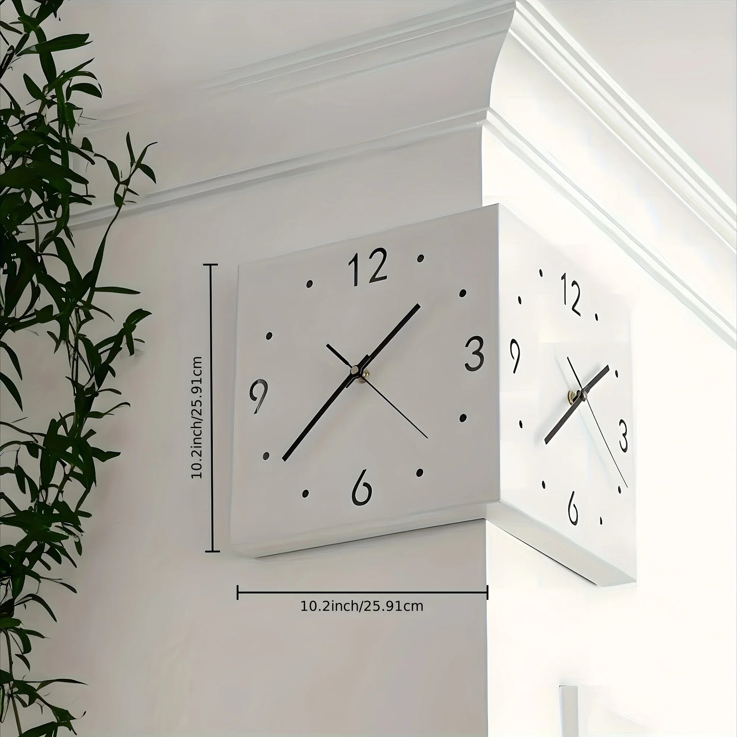 Corner Modern Luminous Double Sided Wall Clock Quartz Mute