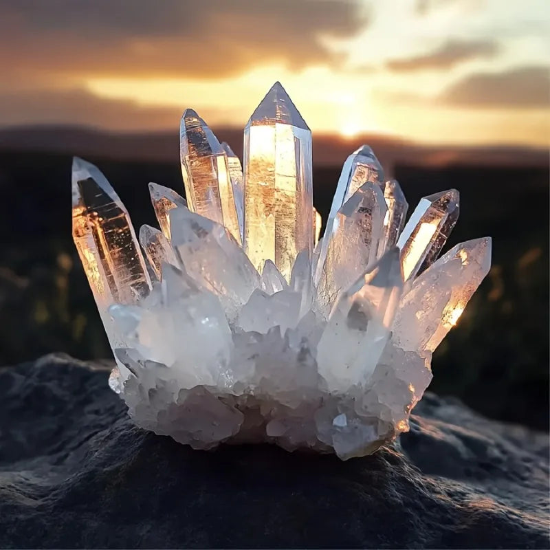 CrystalHola Clear Quartz Crystal Cluster Healing Stone Ornament Gift