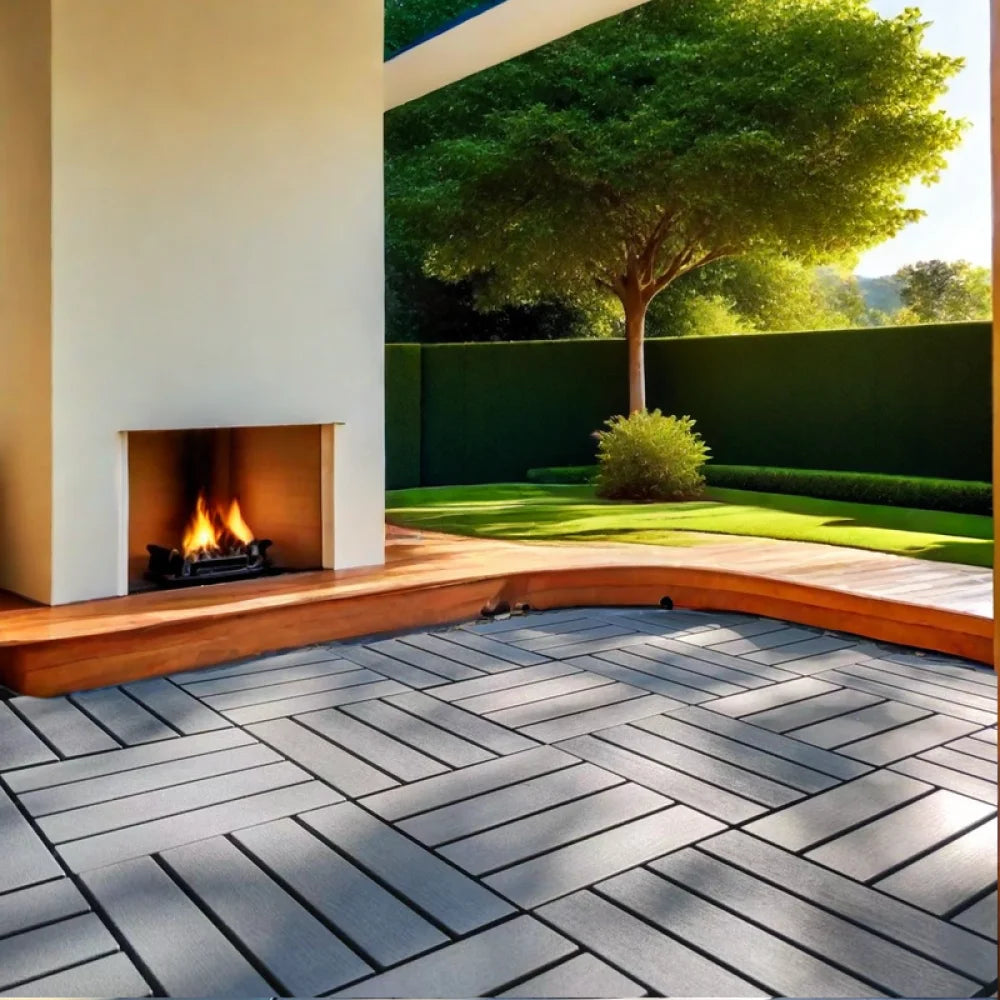 Interlocking Plastic Deck Tiles Waterproof Outdoor for Poolside and Balcony