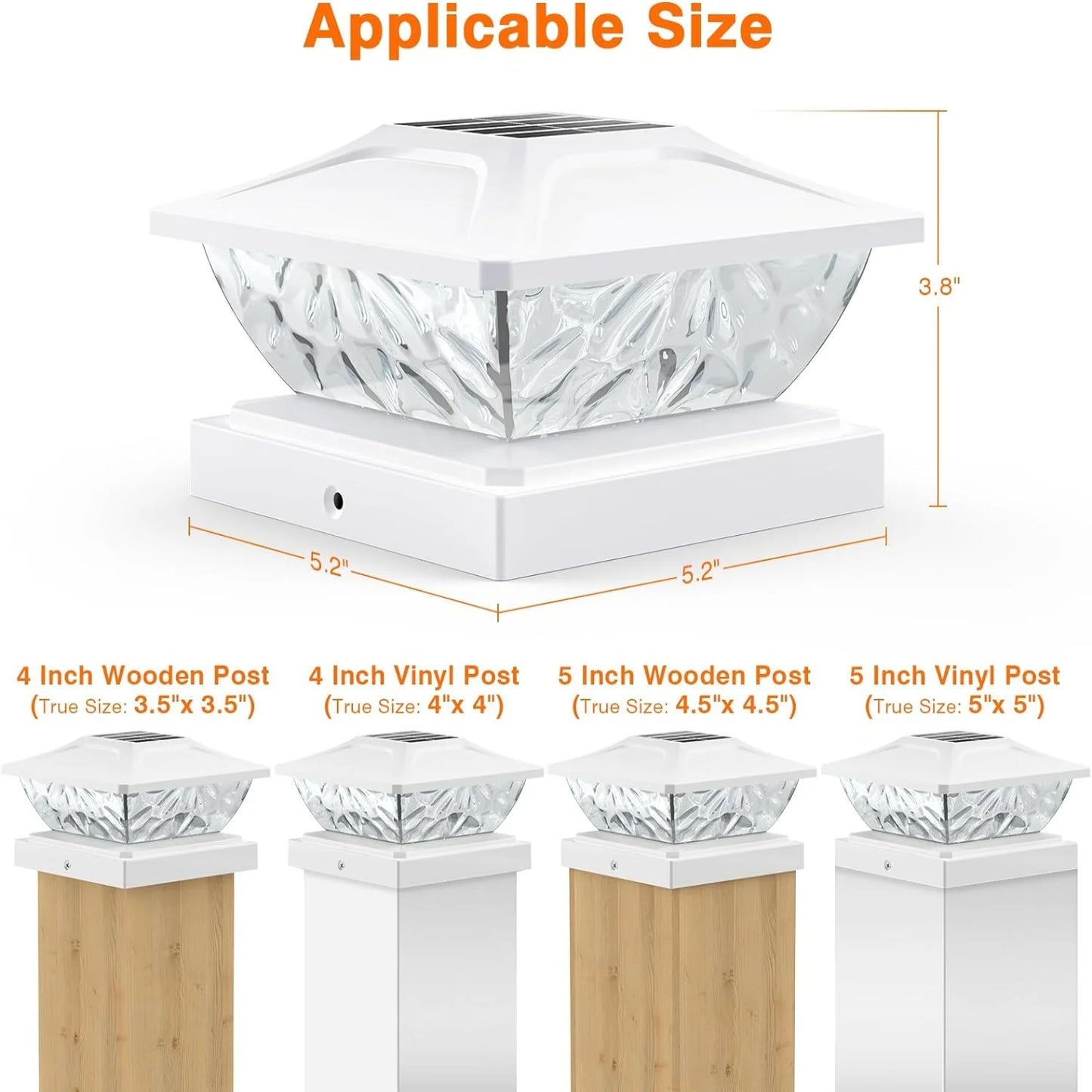 KPSTEK Solar Post Lights 2-Mode Bright LED for Deck Posts