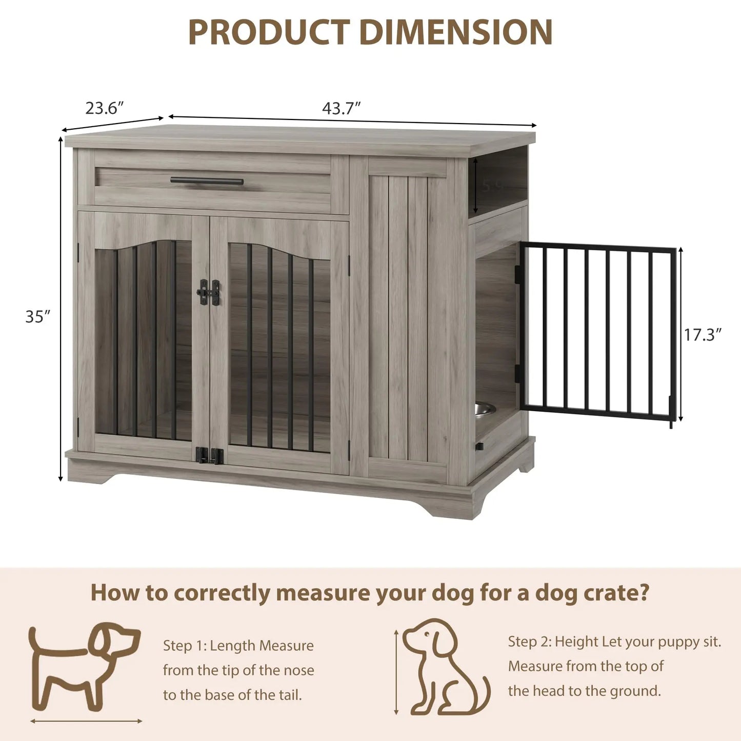 HiMISS Furniture Style Wooden Dog Crate With Drawer Storage