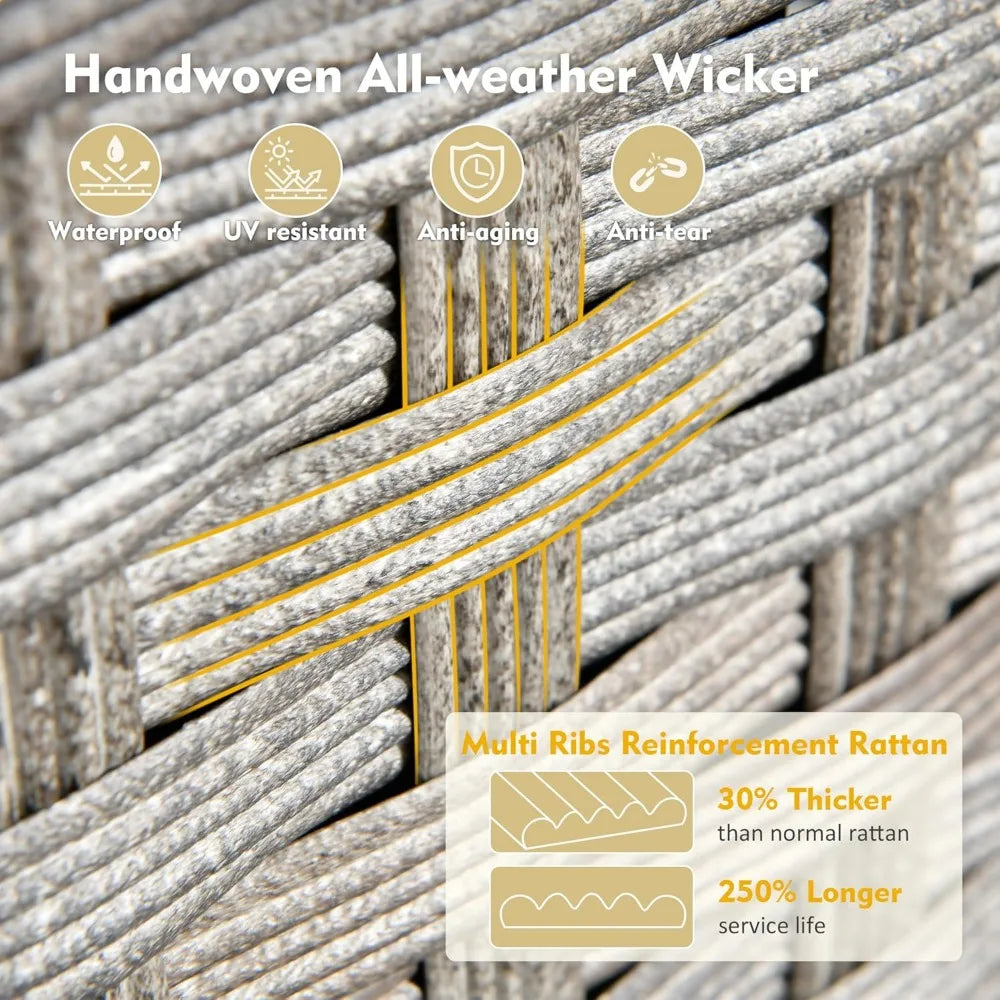 Angduo Outdoor Wicker Sectional Furniture Set All Weather