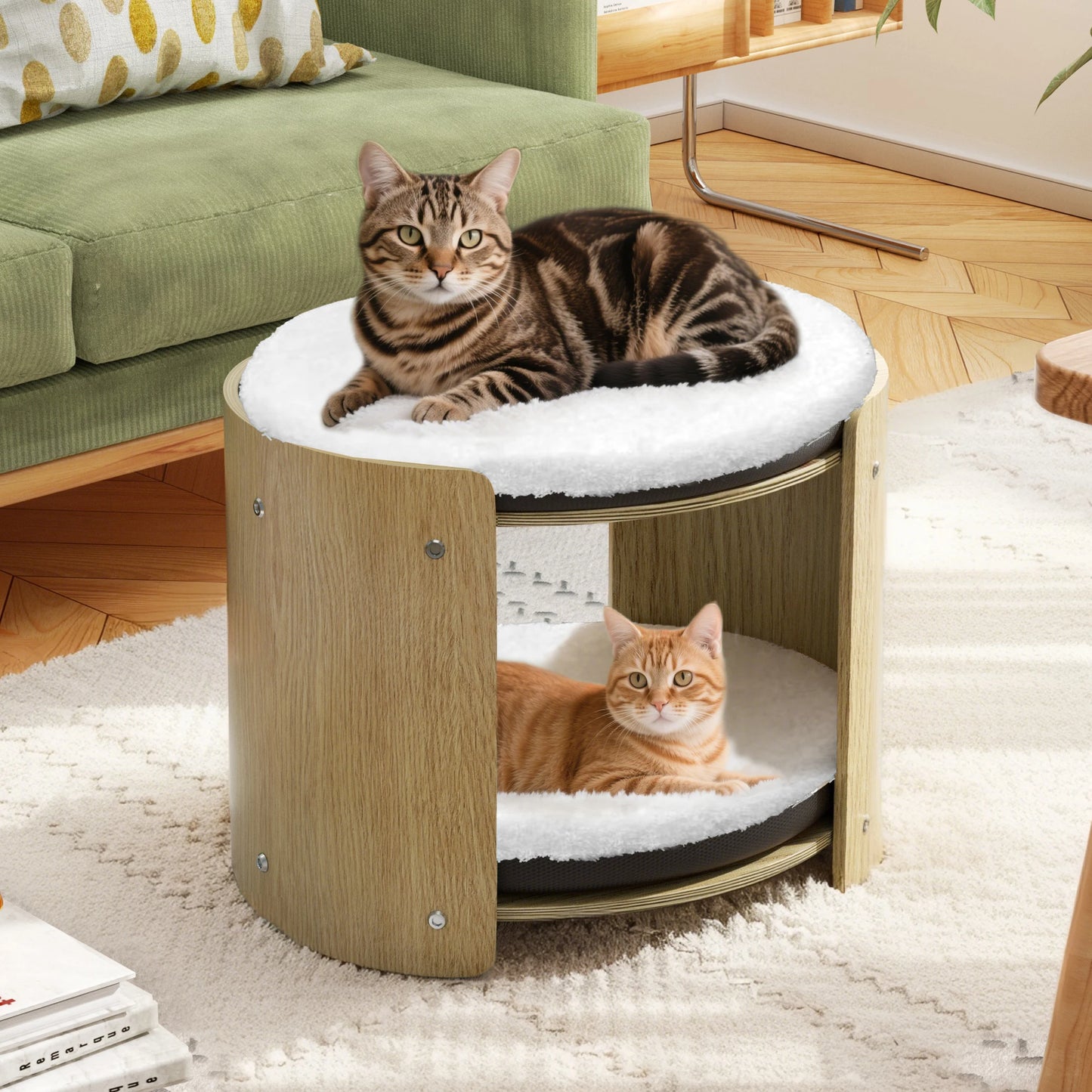 BINGOPAWCN Elevated Cat Tree Bed For Indoor Cats Two Tier
