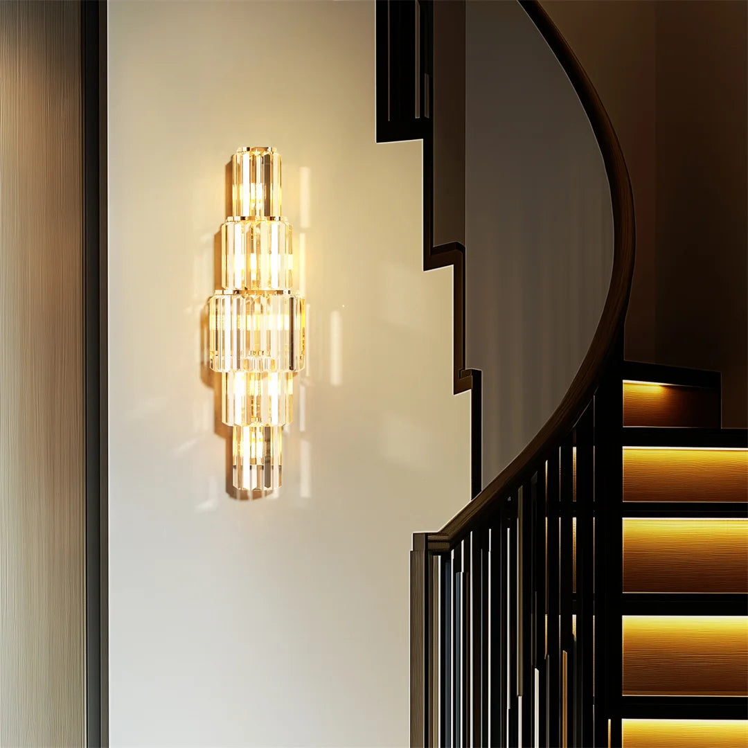 LUVODI Modern Crystal Wall Lamp 3 Layer Sconce With E14 LED