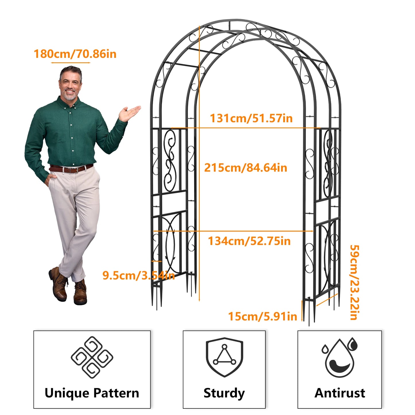 Heavy Duty Metal Garden Arbor Frame Trellis for Climbing Plants