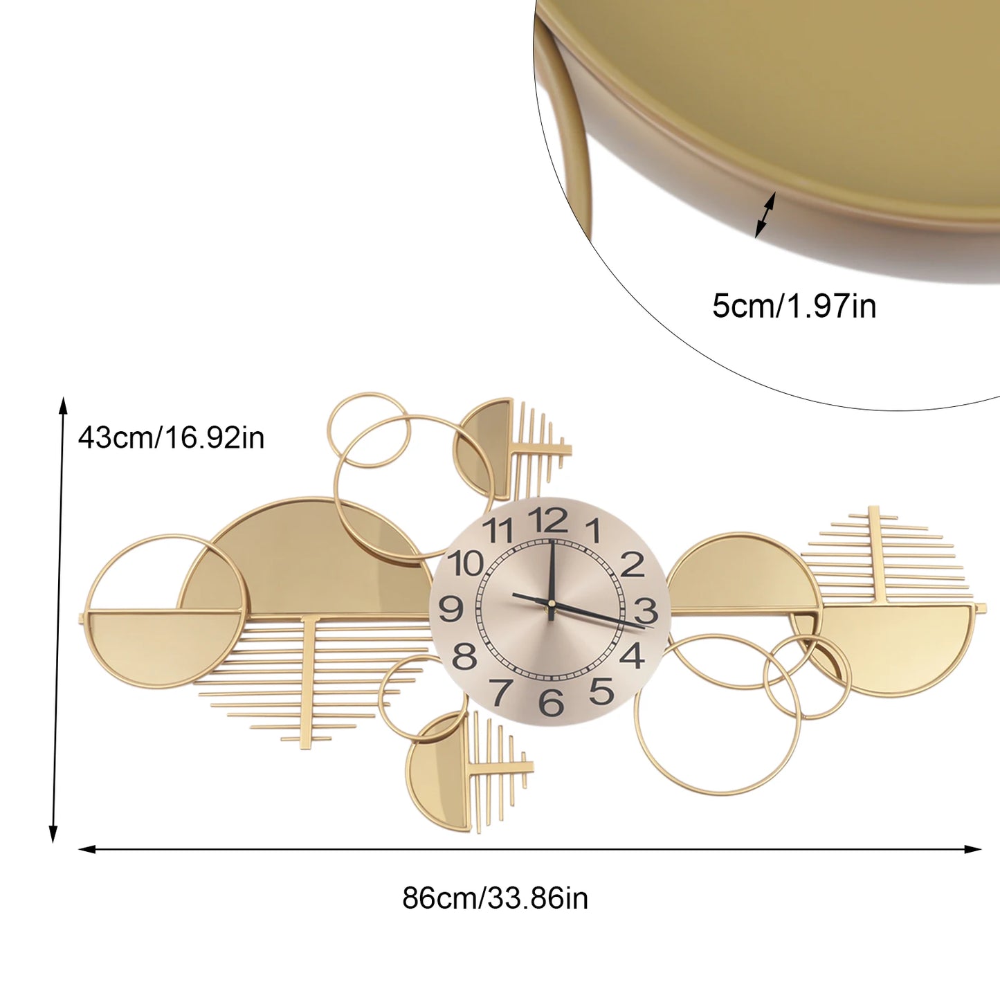Minimalist Modern Iron Wall Clock Silent Battery Operated