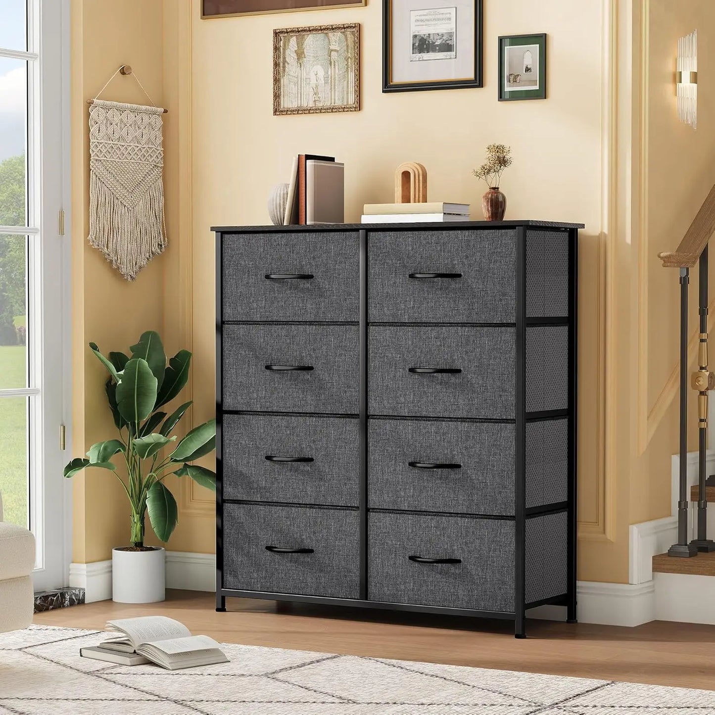 Eight Drawer Fabric Dresser For Bedroom And Living Room Storage