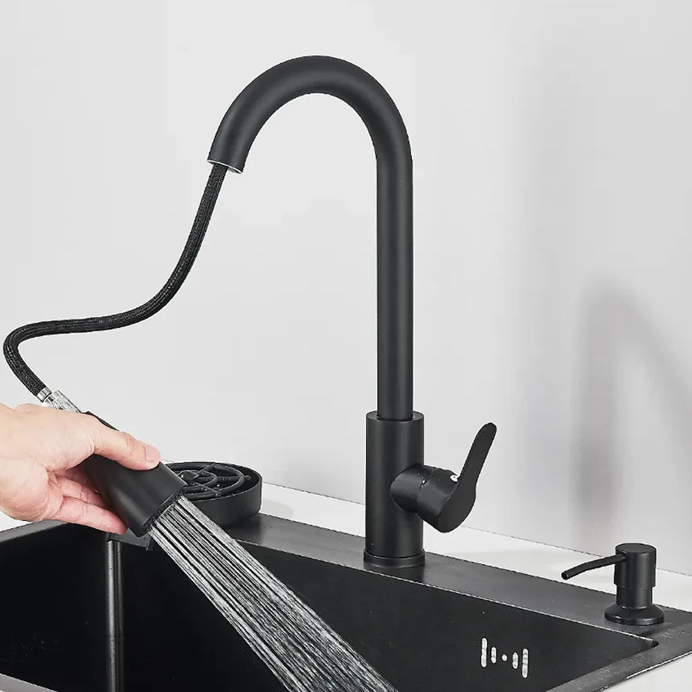 Stainless Steel Kitchen Sink With Integrated Faucet And Soap Dispenser