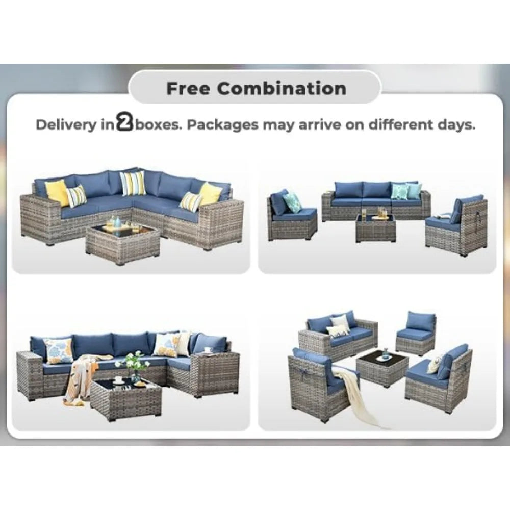 Angduo Outdoor Wicker Sectional Furniture Set All Weather