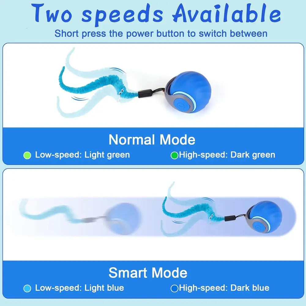 Interactive Cat Toy Ball With 3 Tails And Dual Speeds