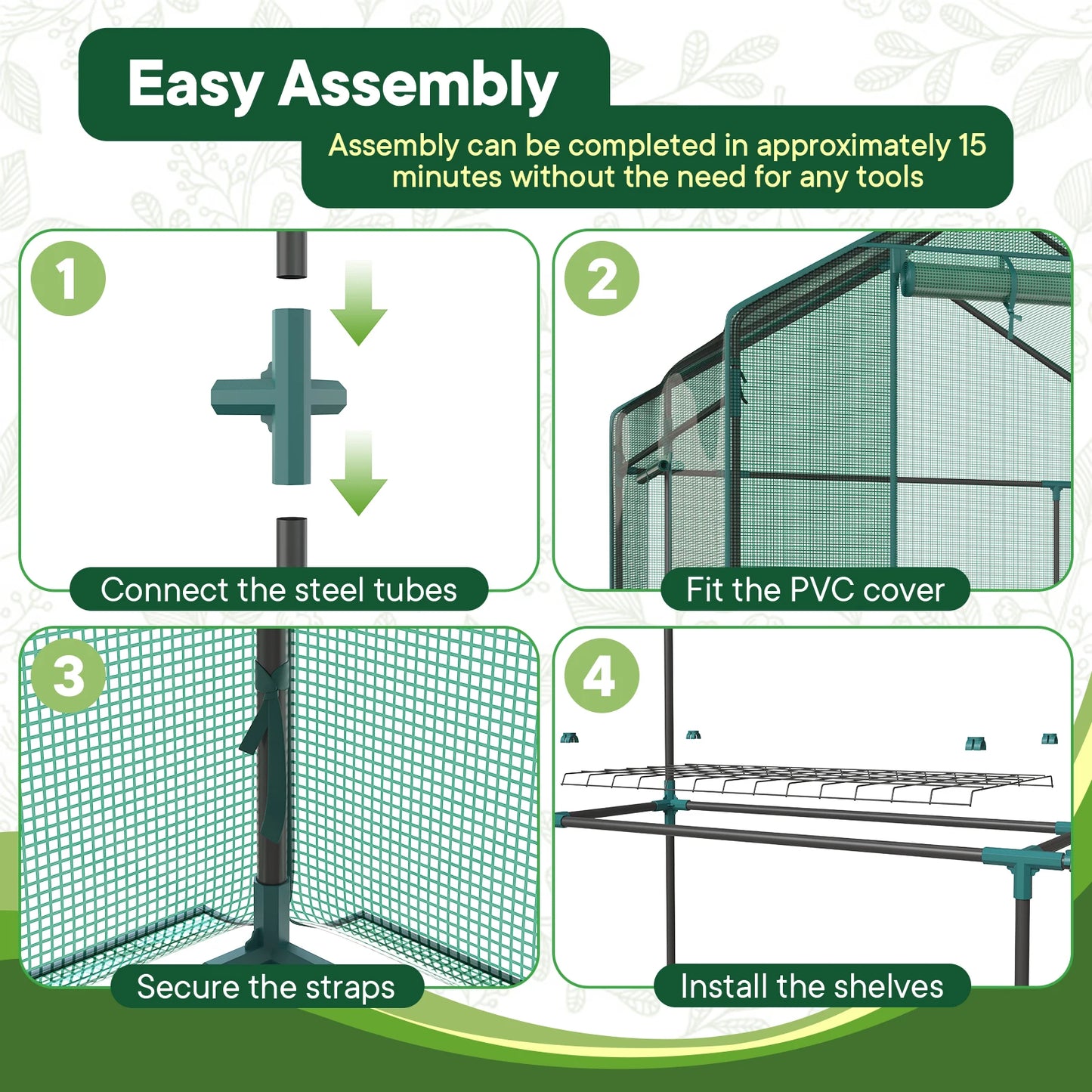 Portable Walk In Greenhouse With Screen Windows Heavy Duty Garden