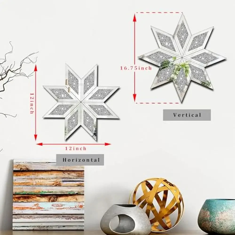 DUTRIEUX Crushed Diamond Wall Mirror Set Snowflake Design