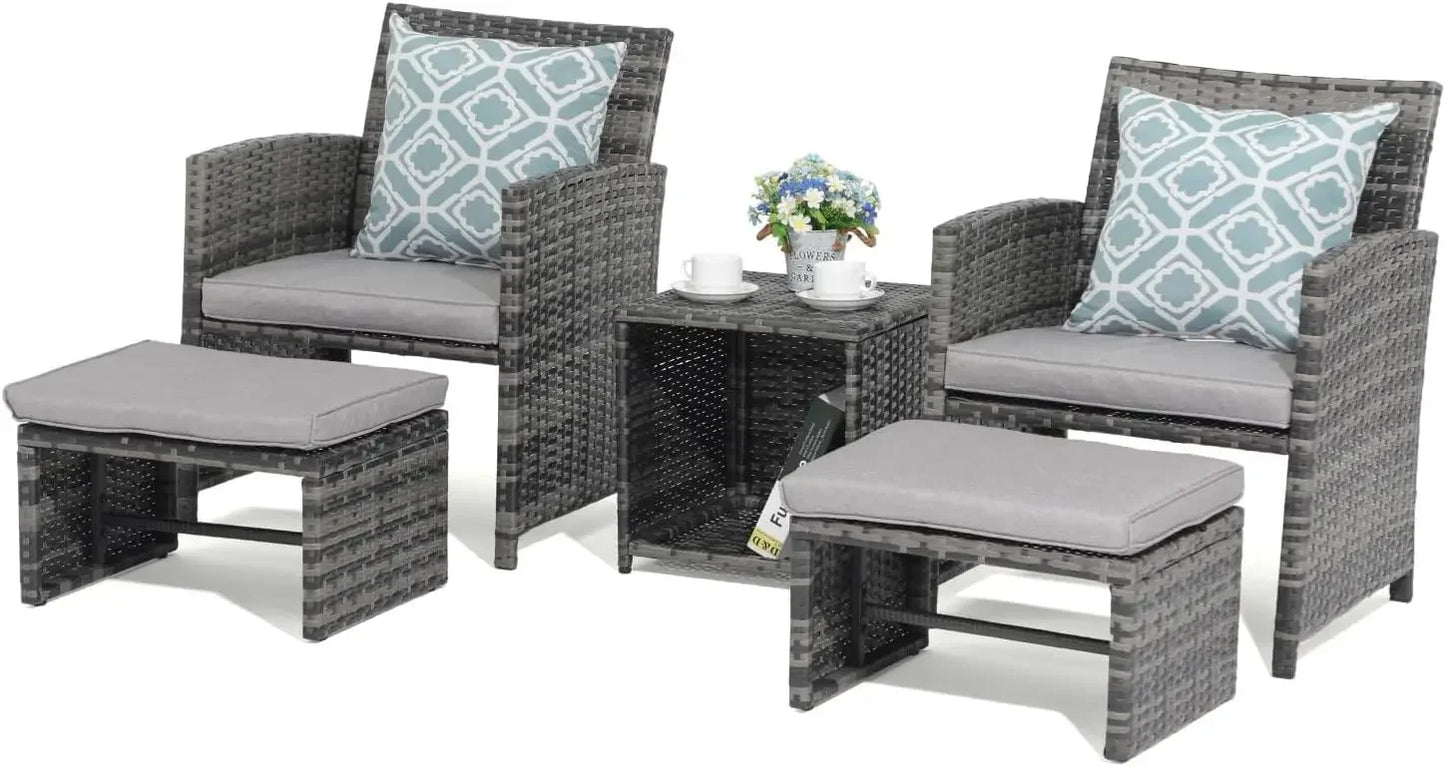 Guangbai 5 Piece Patio Furniture Set Wicker Outdoor