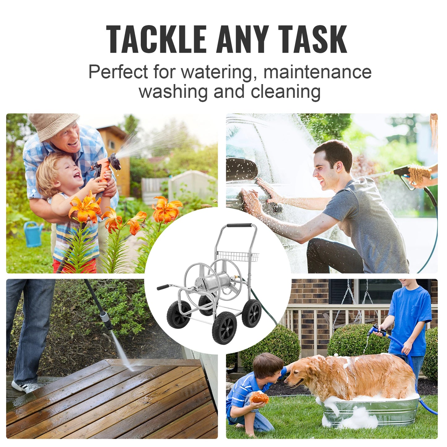 SucceBuy Hose Reel Cart Heavy Duty Garden Water Hose