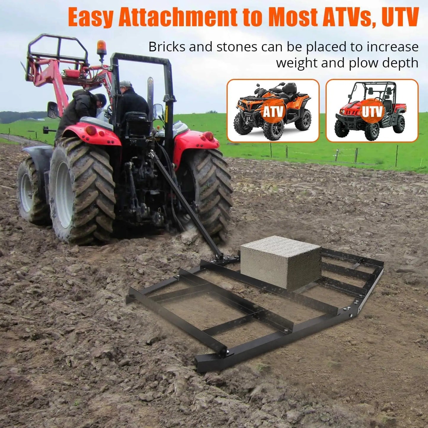 StudysetHign-concerned Driveway Drag Topdressing Spreader Steel Grader ATV UTV