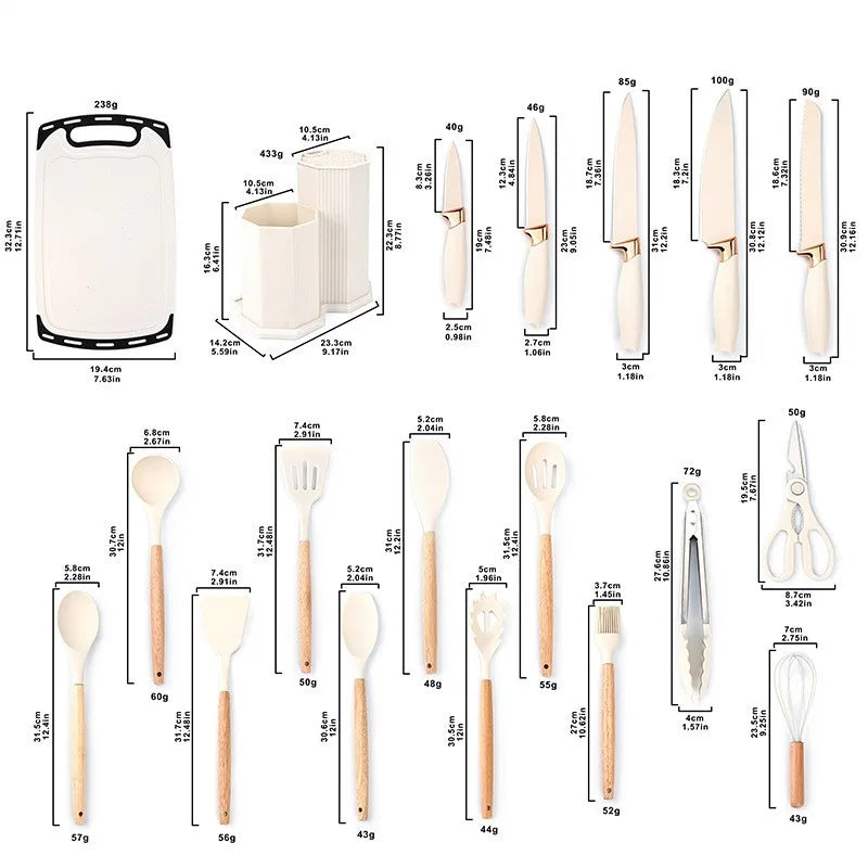 High Carbon Stainless Steel Kitchen Knife Set With Knife Holder