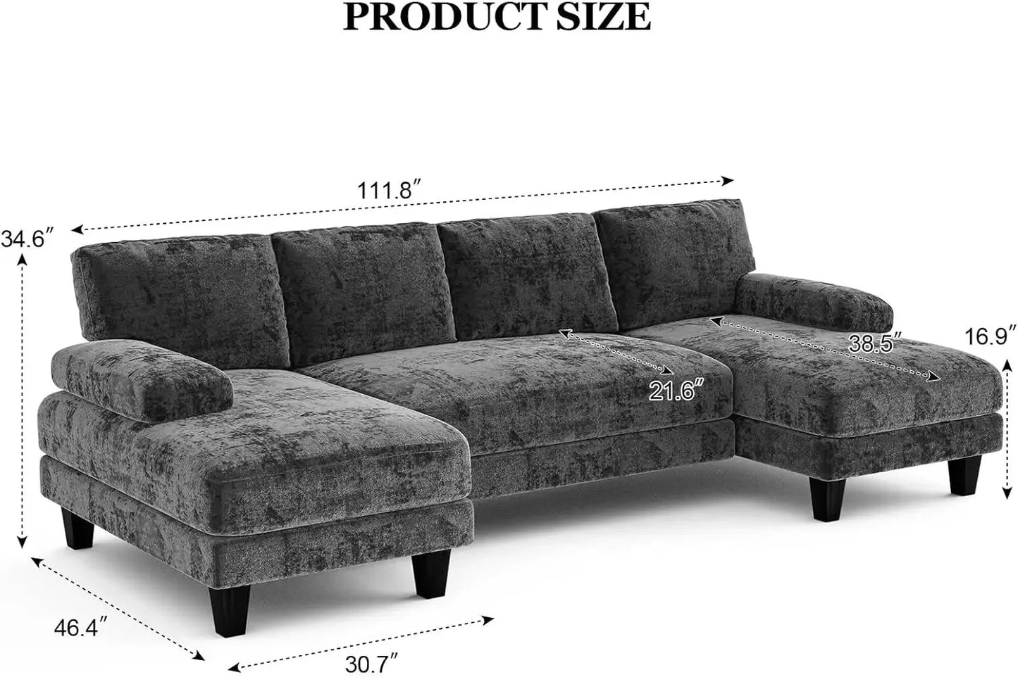 Txtin Articulated Contemporary Luxurious Modular Sectional Sofa With Double Chaise