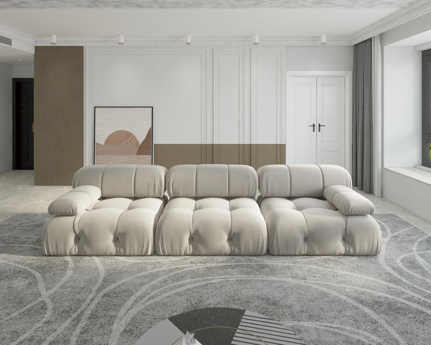 Sdorens Minimalist Velvet Modular Sectional Sofa Set 3 Seats