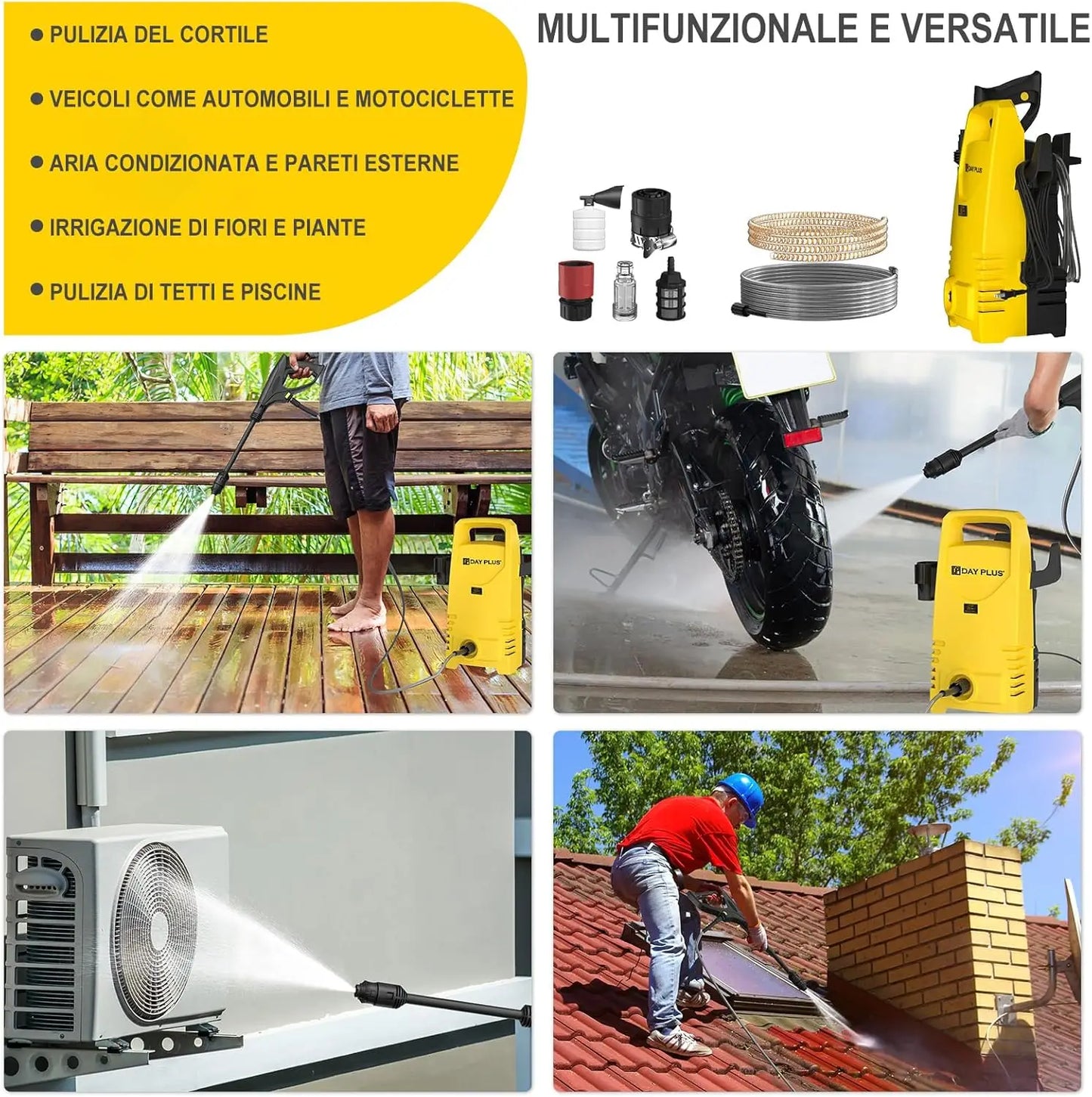 DayPlus Electric Pressure Washer 1600W 120Bar For Terraces