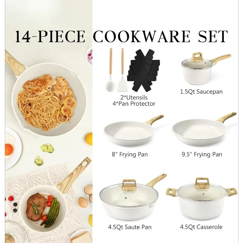 Hign Concerned Pots and Pans Nonstick 14 Piece Cookware Set