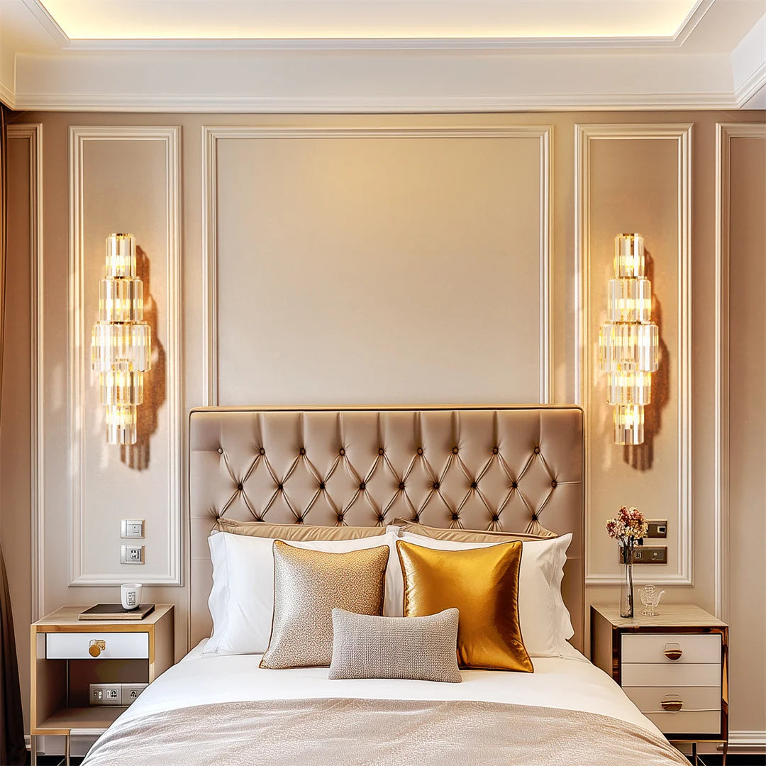 LUVODI Modern Crystal Wall Lamp 3 Layer Sconce With E14 LED