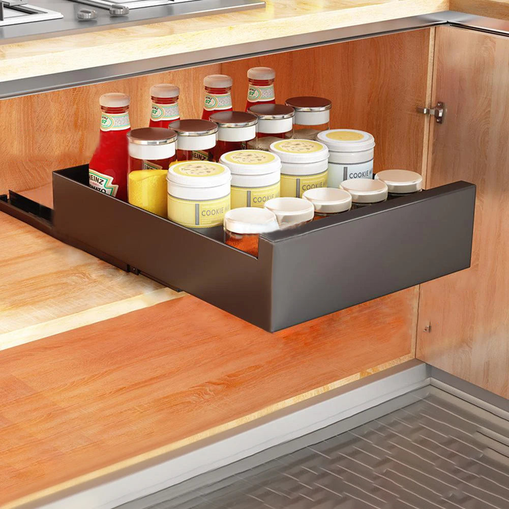 HiMISSH Pull Out Cabinet Organizer Carbon Steel Drawer System