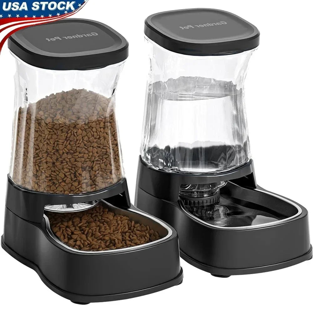 XMSJ Gravity Feeder Water Dispenser for Pets Stainless Bowl