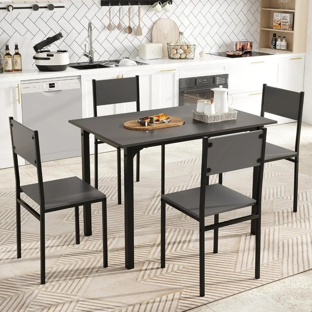 MKDK Dining Table Set For 4 Metal Frame Space Saving