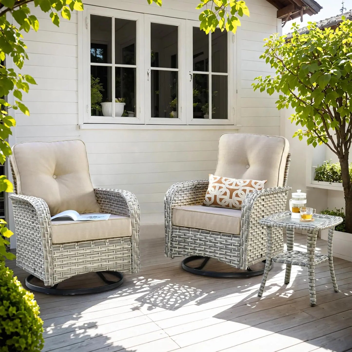 Angduo Outdoor Patio Furniture Set With Glowing Table