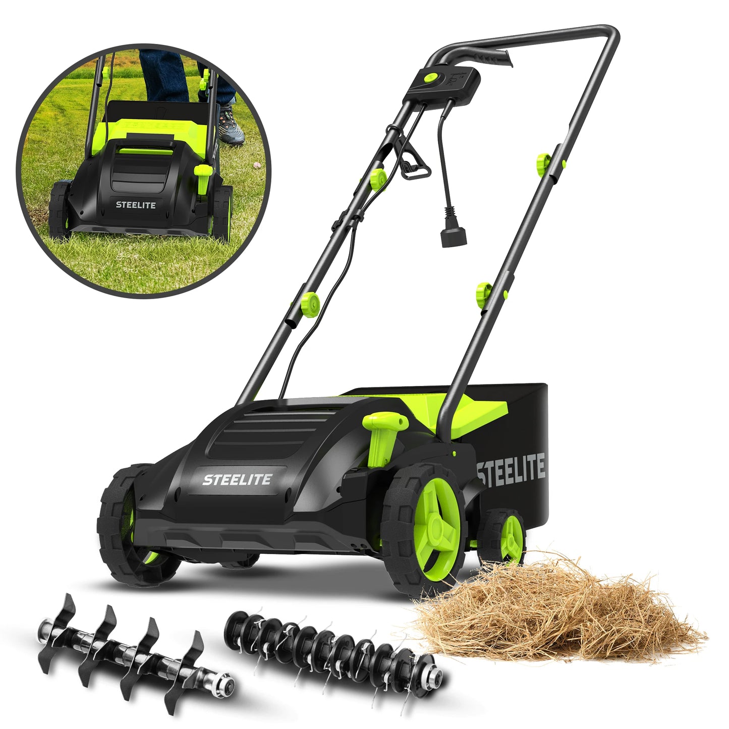 Deli 2-In-1 Electric Dethatcher And Scarifier 12-Amp Lawn Tool