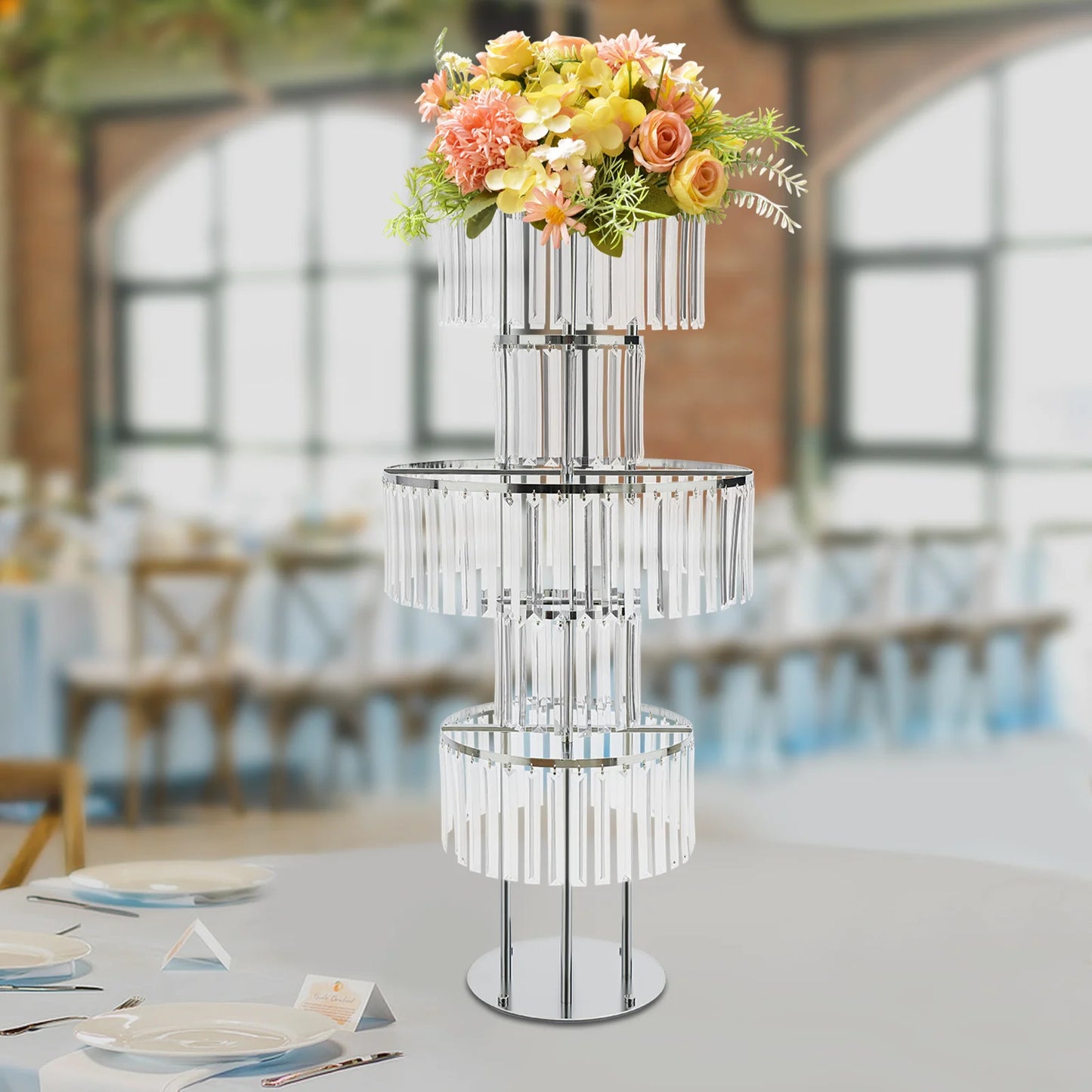 Five Tier Wedding Centerpiece Stand With Acrylic Flower Vases