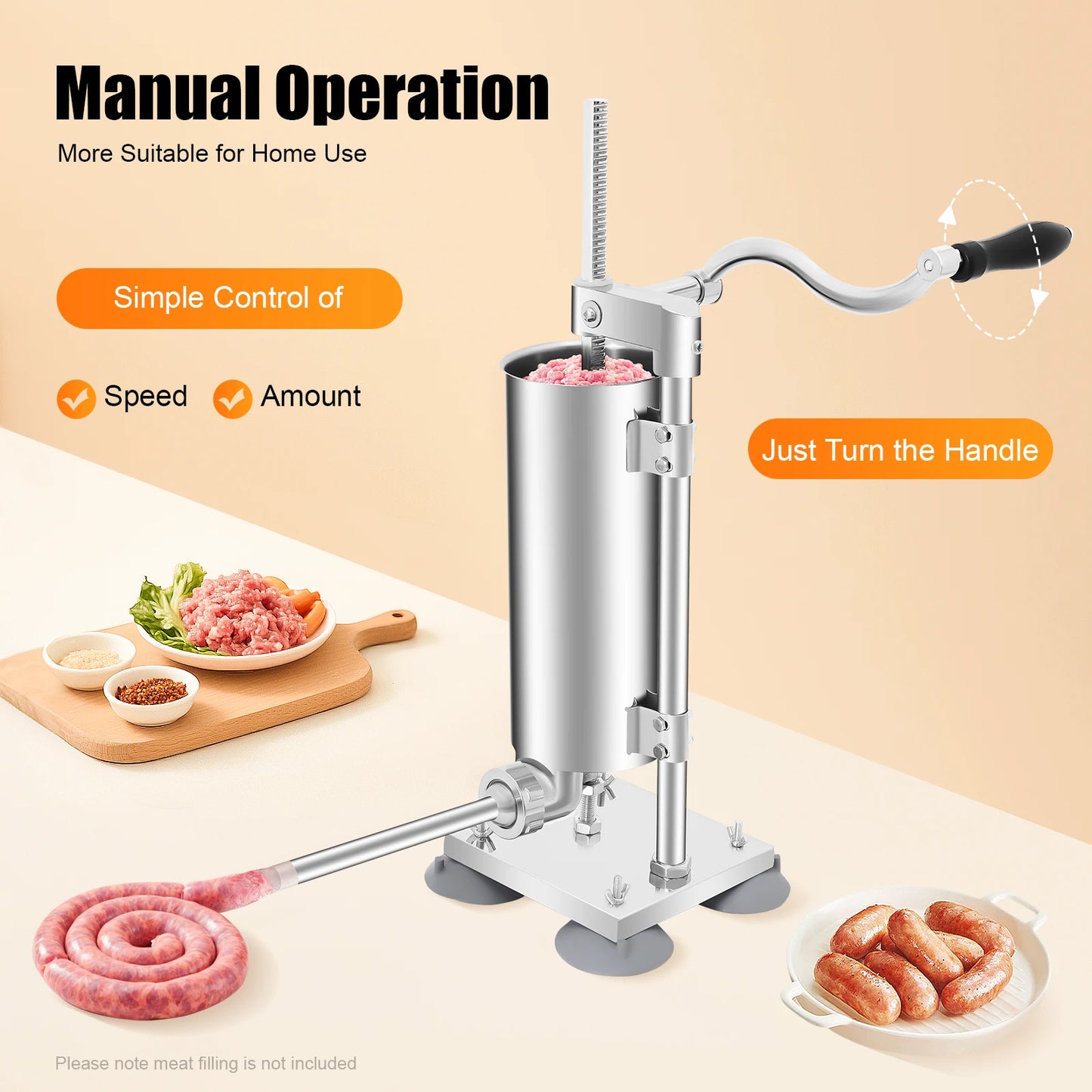 Bymaocar Vertical Manual Sausage Stuffer Stainless Steel Machine