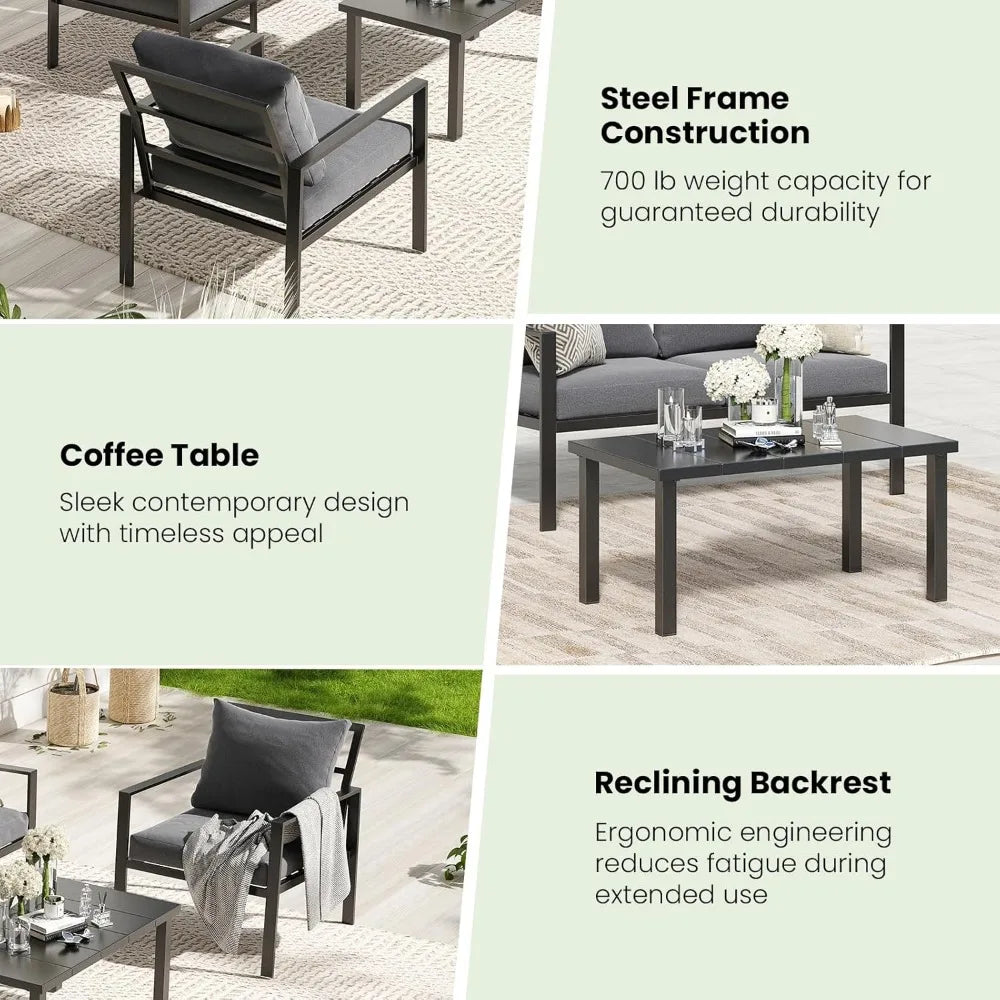 Angduo 4 Piece Patio Furniture Set With Coffee Table