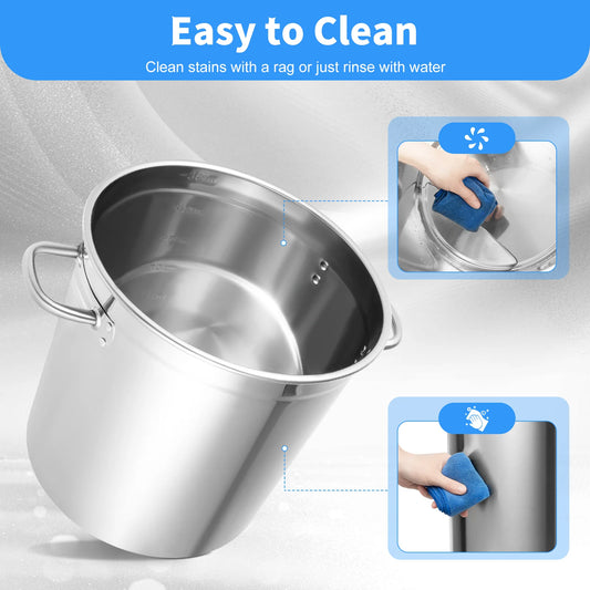 Stainless Steel Stock Pot With Lid For Commercial Kitchen