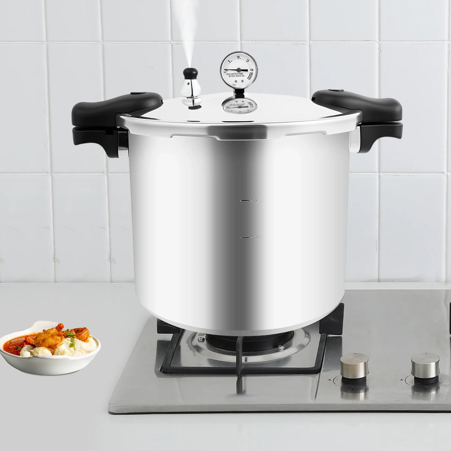 22L Thickened Explosion Proof Pressure Cooker With Gauge And Safety Valve