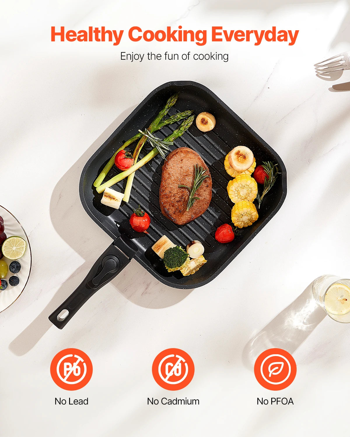 SucceBuy 17 Piece Nonstick Cookware Set Induction Compatible