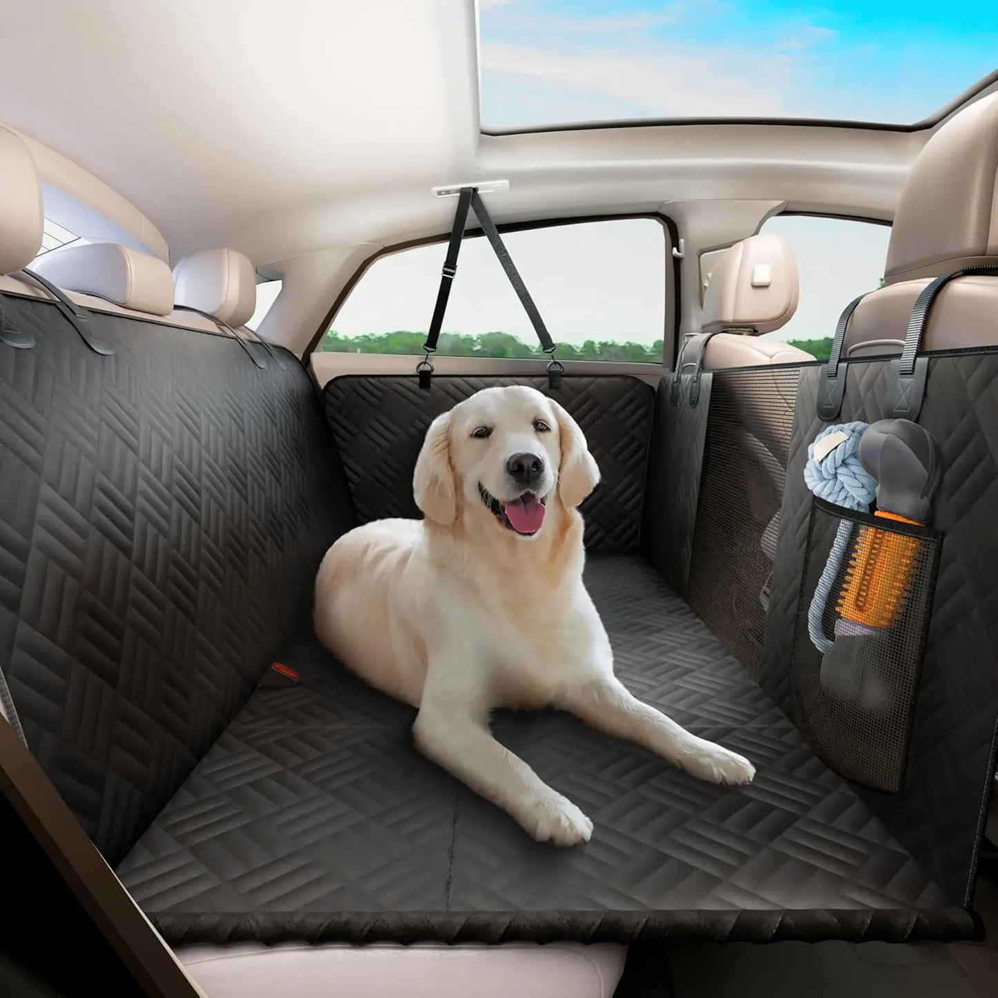 NONECN Car Rear Seat Dog Cover Hammock 400 Pound Extender